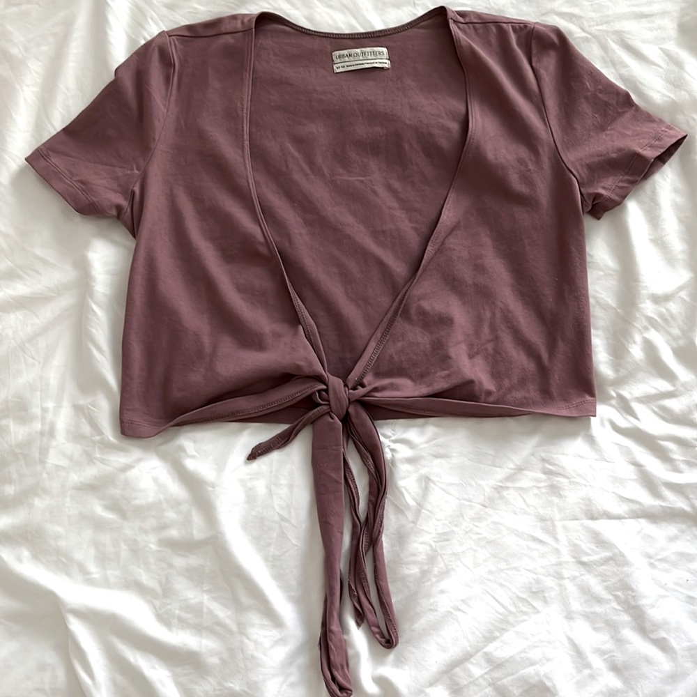 Medium Urban Outfitters Purple Tie Low V-Neck Crop Top